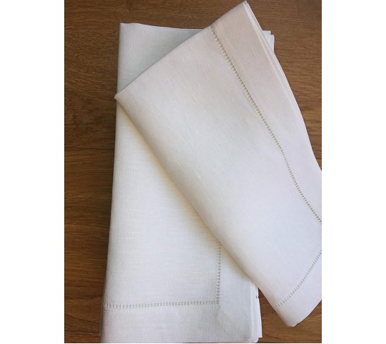 White Linen Hem Stitch Dinner Napkins - Set of 12 20"x20"-Ladder Hem Stitch 100% Linen Cloth Napkins-Super Value Bulk 12 Pack