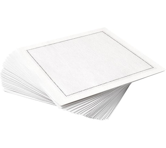 Cotton Cocktail Napkins, Beverage Napkin, Bar Napkin, Party Napkins, Small Napkins, Napkins for Events, Holidays, Weddings, Parties 4.5" x 4.5" - Single Use (50 x) White