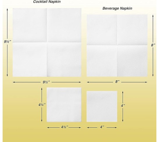 Cocktail Napkins-Disposable Beverage/Bar Napkins-White Linen-Like Square Napkins-Eco-Friendly & Compostable-Everyday Use, Party or Wedding 4.75inch x 4.75inch (100 Count, White)