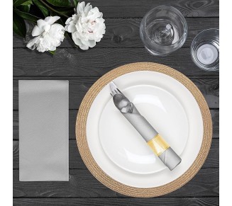 AMERICAN HOMESTEAD Paper Napkins - Silver Disposable Linen-Like Dinner Napkins - Restaurant-Quality Table Serviettes for Weddings, Parties, and Events - 15.75" x 15.75" - 50 Count