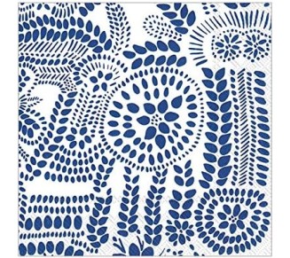 Marimekko Cocktail Napkins Decorative Paper Napkins Blue and White Party Napkins Beverage 5" x 5" Pak 40