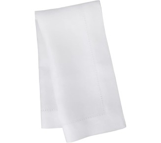 Hemstitched White Linen Napkin 22x22 (Set of Six) Oversize Luxury Italian Linen Sewn in US