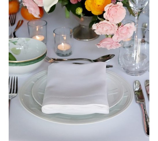 Hemstitched White Linen Napkin 22x22 (Set of Six) Oversize Luxury Italian Linen Sewn in US