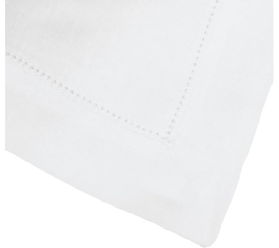 Hemstitched White Linen Napkin 22x22 (Set of Six) Oversize Luxury Italian Linen Sewn in US