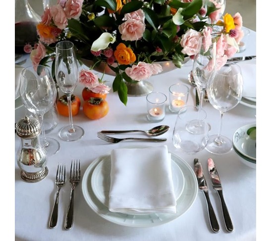 Hemstitched White Linen Napkin 22x22 (Set of Six) Oversize Luxury Italian Linen Sewn in US