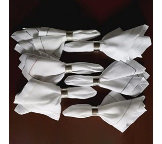 Hemstitched White Linen Napkin 22x22 (Set of Six) Oversize Luxury Italian Linen Sewn in US