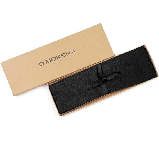 Linen Placemats Set of 4-100% Pure Linen Black Placemats 14 x 19 Inch - Washable Black Placemats for Spring