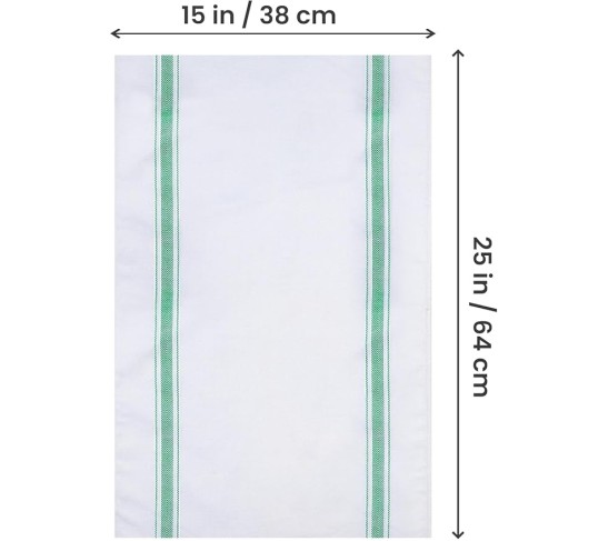 Green Dish Towels [300 Pack - 15 x 25 Inches] 100% Ring Spun Cotton Highly Absorbent & Reusable Cleaning Bar, Tea, Kitchen and Dishcloths Set - 200 GSM