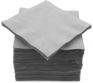 Cocktail Napkins Disposable, Silver Beverage Napkins Soft and Absorbent Paper Napkins for Dinner, Party, Wedding, Or Every Day Use, 5” x 5” 2 Ply Party Napkins, Pack of 100 - By 