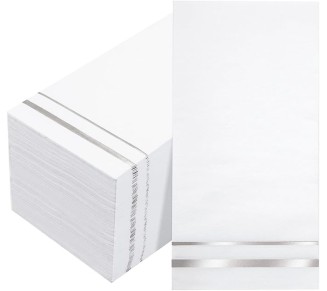 100-Count 3-Ply disposable Napkins - Silver Paper Napkins Disposable Premium Quality - Christmas Napkins/Dinner Napkins Disposable Soft, Absorbent for Kitchen, Parties, Weddings or Events
