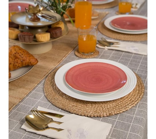 Round Placemats Set of 12 - Jute Placemats for Boho Dining - Woven Mats for Table Décor
