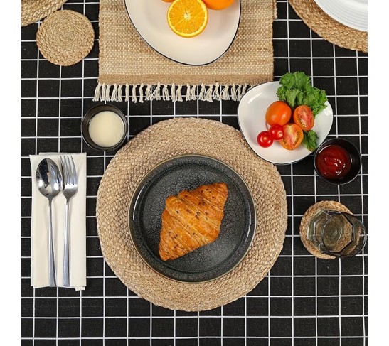 Round Placemats Set of 12 - Jute Placemats for Boho Dining - Woven Mats for Table Décor