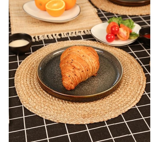 Round Placemats Set of 12 - Jute Placemats for Boho Dining - Woven Mats for Table Décor