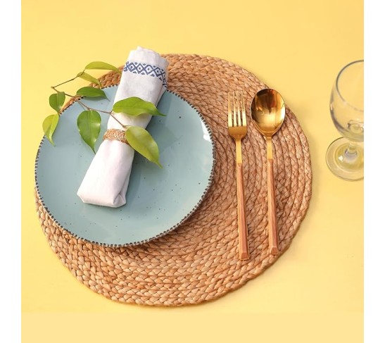 Round Placemats Set of 12 - Jute Placemats for Boho Dining - Woven Mats for Table Décor