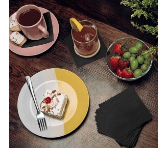 500 Pack Cocktail Napkins Paper - Quality 3-Ply Black Beverage Napkins - Restaurant, Event, Bar Napkins - Perfect Size Dessert Napkins - Party Napkins Bulk - Elegant Wedding Napkins Disposable