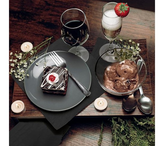 500 Pack Cocktail Napkins Paper - Quality 3-Ply Black Beverage Napkins - Restaurant, Event, Bar Napkins - Perfect Size Dessert Napkins - Party Napkins Bulk - Elegant Wedding Napkins Disposable