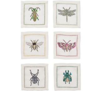 Garden Party Cocktail Napkins in White & Multi, Set of 6