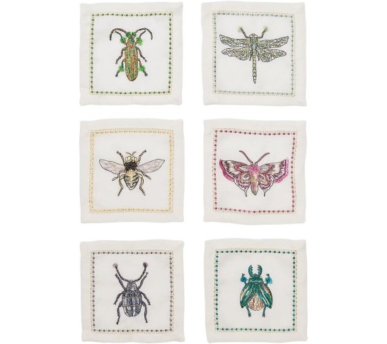 Garden Party Cocktail Napkins in White & Multi, Set of 6