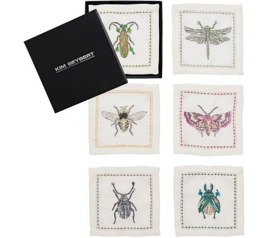 Garden Party Cocktail Napkins in White & Multi, Set of 6