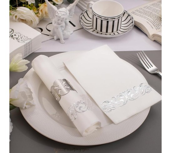 150Pack Silver Napkins Paper Disposable - 3ply Silver Napkins, Premium Quality Disposable Napkins, Party Napkins Dinner Napkins for Bridal & Baby Shower Wedding Anniversary Birthday