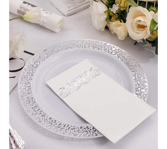 150Pack Silver Napkins Paper Disposable - 3ply Silver Napkins, Premium Quality Disposable Napkins, Party Napkins Dinner Napkins for Bridal & Baby Shower Wedding Anniversary Birthday