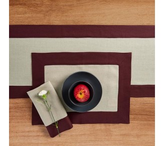 Linen Dinner Napkins Set of 4-100% Pure Linen Burgundy and Natural Cloth Napkins 20 x 20 Inch - Contempo, Handcrafted and Machine Washable