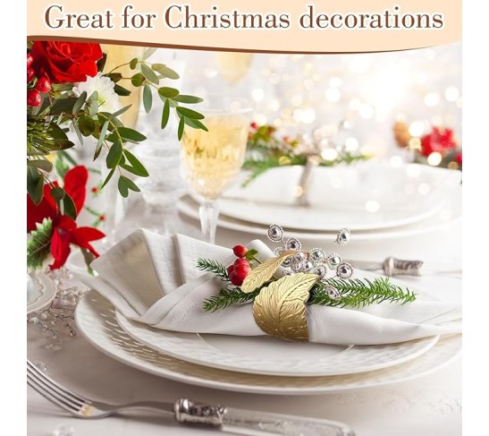 Gold Napkin Rings Set of 100 Wedding Golden Leaf Napkin Rings Metal Napkin Holders for Table Setting Holiday Christmas Thanksgiving Party Table Decorations