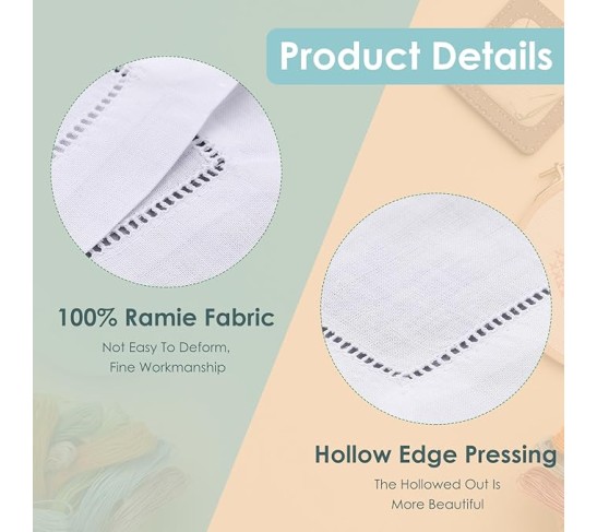 Set of 40 Cocktail Napkins 6 x 6 Inch Coffee Napkins Wine Napkins Cloth Cocktail Napkins Baptism Napkins Cloth Coasters DIY Napkin(White,Ramie)