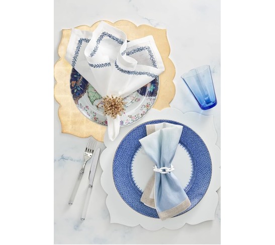 Jardin Napkin in White & Blue, Set of 4