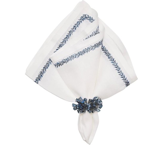 Jardin Napkin in White & Blue, Set of 4
