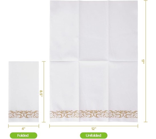 800 Piece Gold Disposable Dinnerware Set, Gold Rim Plastic Plates, 100 Dinner Plates 100 Dessert Plates, 100 Plastic Silverware Set, 100 Cups, 200 Gold Napkins