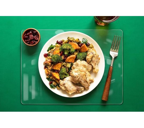 Clear Placemats Set of 6, USA Made, Safe, 13 x 19 Inch Oval, 2mm Thick Ultra Clear Smooth Vinyl, Table Mats, Plastic Placemats for Kitchen Table, Dry Erase Place Mat