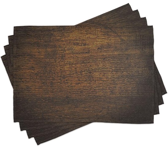 Wooden Print Place Mats Set of 8, Old Vintage Antique Timber Oak Background Rustic Floor Artisan Photo, Washable Fabric Placemats for Dining Table, Placemat 8 pcs, Chestnut Brown