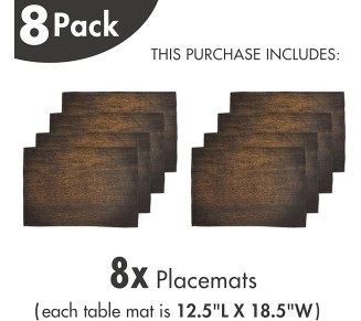 Wooden Print Place Mats Set of 8, Old Vintage Antique Timber Oak Background Rustic Floor Artisan Photo, Washable Fabric Placemats for Dining Table, Placemat 8 pcs, Chestnut Brown