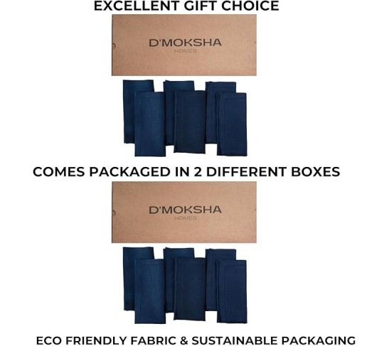 Linen Dinner Napkins 20 x 20 Inch - 100% Pure Linen Navy Blue Napkins, Total 12 Napkins - 2 Boxes with 6 Napkins in Each Box - Classic Hemstitch - Washable Navy Blue Cloth Napkins