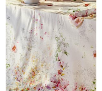 Garnier Thiebaut Set of 4 18"x18" Jardin Sauvage Blanc Cotton-Linen Blend Printed Napkins
