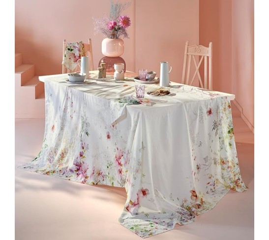 Garnier Thiebaut Set of 4 18"x18" Jardin Sauvage Blanc Cotton-Linen Blend Printed Napkins
