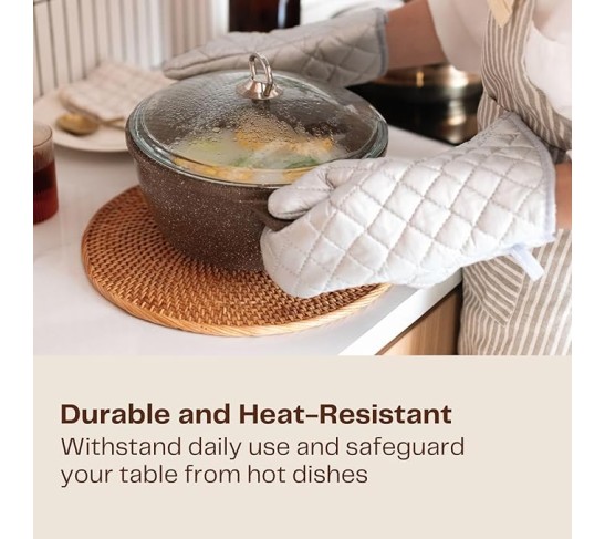 4-Pack Rattan Placemats - 13-inch Round Placemats (Honey Brown) - Woven Place Mats, Round Table Mats - Wicker Chargers for Dinner Plates, Plate Chargers Boho - Rattan Decor, Kitchen Table Decor