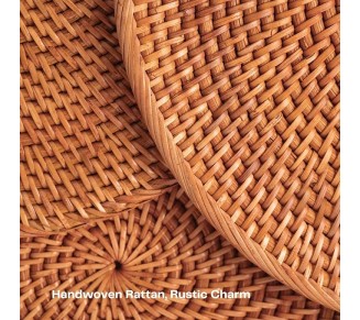 4-Pack Rattan Placemats - 13-inch Round Placemats (Honey Brown) - Woven Place Mats, Round Table Mats - Wicker Chargers for Dinner Plates, Plate Chargers Boho - Rattan Decor, Kitchen Table Decor