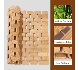 Bamboo Placemats,Thick Farmhouse Rolling Place Mat for Table Protection,Anti-Slip and Heat-Resistant Table Mat for Kitchen, Dinning Room (6 Pcs)