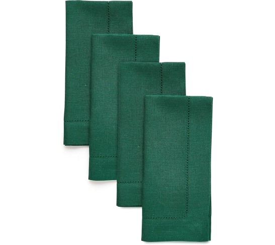 100% Pure Linen Dinner Napkins and Tablecloth Combo - Rainforest, Linen Cloth Fabric Napkins 20 x 20 Inch, Set of 4 and Tablecloth 60 x 90 Inch - Classic Hemstitch