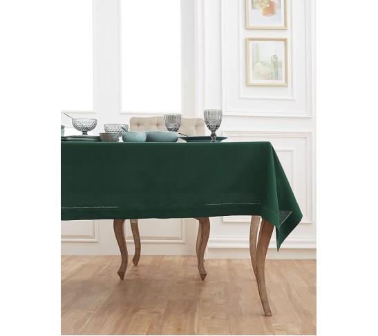 100% Pure Linen Dinner Napkins and Tablecloth Combo - Rainforest, Linen Cloth Fabric Napkins 20 x 20 Inch, Set of 4 and Tablecloth 60 x 90 Inch - Classic Hemstitch