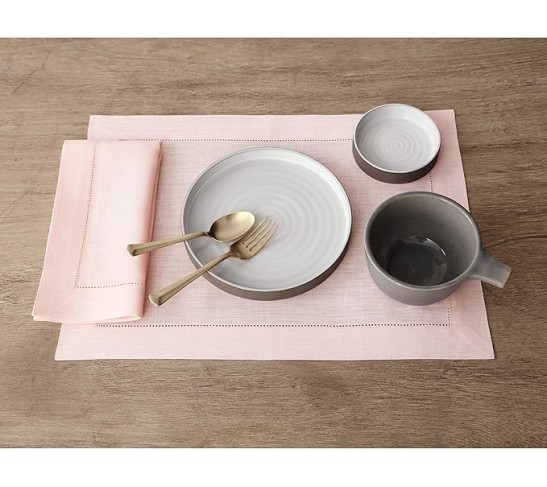 100% Pure Linen Dinner Napkins and Tablecloth Combo - Pink, Linen Cloth Fabric Napkins 20 x 20 Inch, Set of 4 and Tablecloth 60 x 120 Inch - Classic Hemstitch