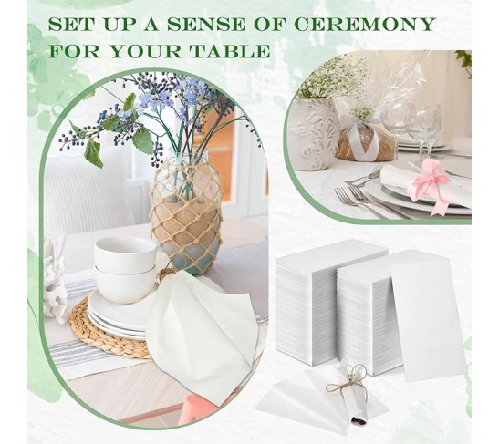 1200 Disposable Hand Towels Bulk Linen Paper Guest Towels 12 x 17 Inch White Paper Bathroom Hand Napkins, Dinner Napkins, Wedding Napkins for Bathroom Party Wedding Events (White)