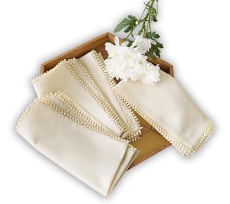 Linen Cloth Napkins Set of 4 – Decorative Cotton Linen Dinner Napkins 20 x 20 Inch for Spring, Easter – Machine Washable Fabric – Maddie