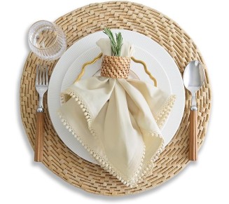 Linen Cloth Napkins Set of 4 – Decorative Cotton Linen Dinner Napkins 20 x 20 Inch for Spring, Easter – Machine Washable Fabric – Maddie