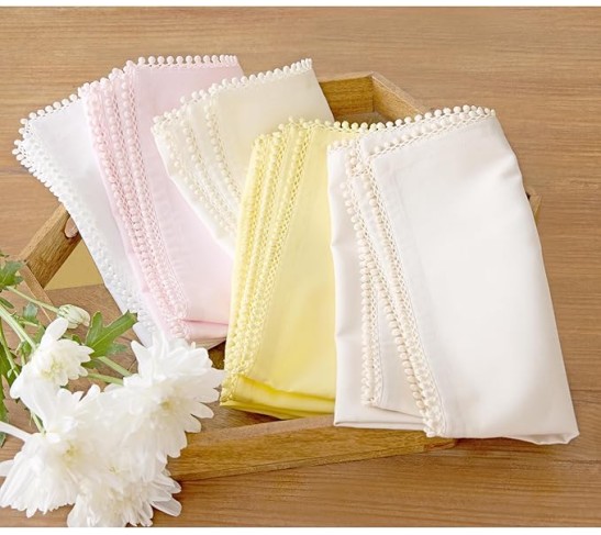 Linen Cloth Napkins Set of 4 – Decorative Cotton Linen Dinner Napkins 20 x 20 Inch for Spring, Easter – Machine Washable Fabric – Maddie