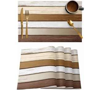 Placemats Brown Wood Grain Place Mats for Dining Table Wooden Stripes Washable Table Mats for Kitchen Dining Decorations Set of 12