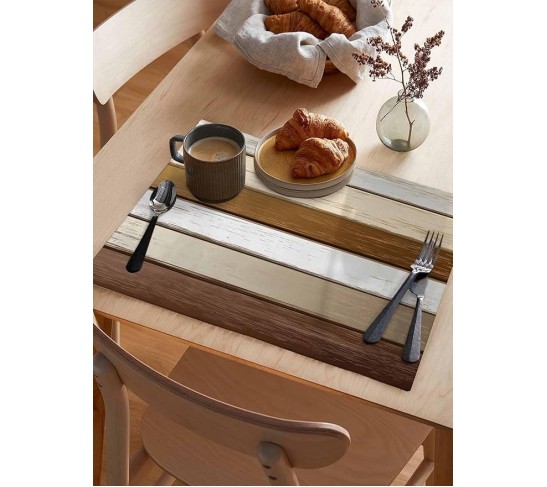 Placemats Brown Wood Grain Place Mats for Dining Table Wooden Stripes Washable Table Mats for Kitchen Dining Decorations Set of 12