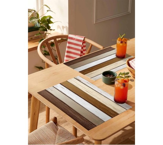 Placemats Brown Wood Grain Place Mats for Dining Table Wooden Stripes Washable Table Mats for Kitchen Dining Decorations Set of 12